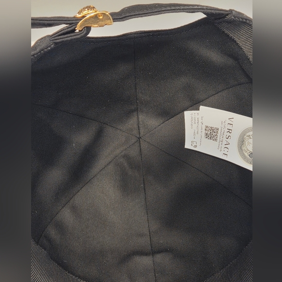 VERSACE I Love You Baseball Hat w Metal Medusa Adjust Buckle Blk XL Size 60 - Picture 5 of 7